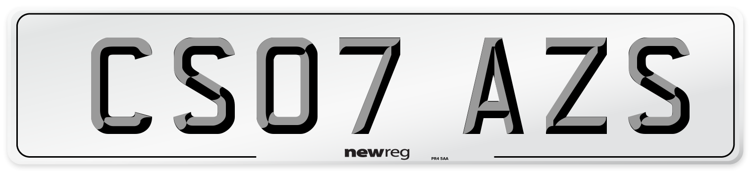 CS07 AZS Number Plate from New Reg